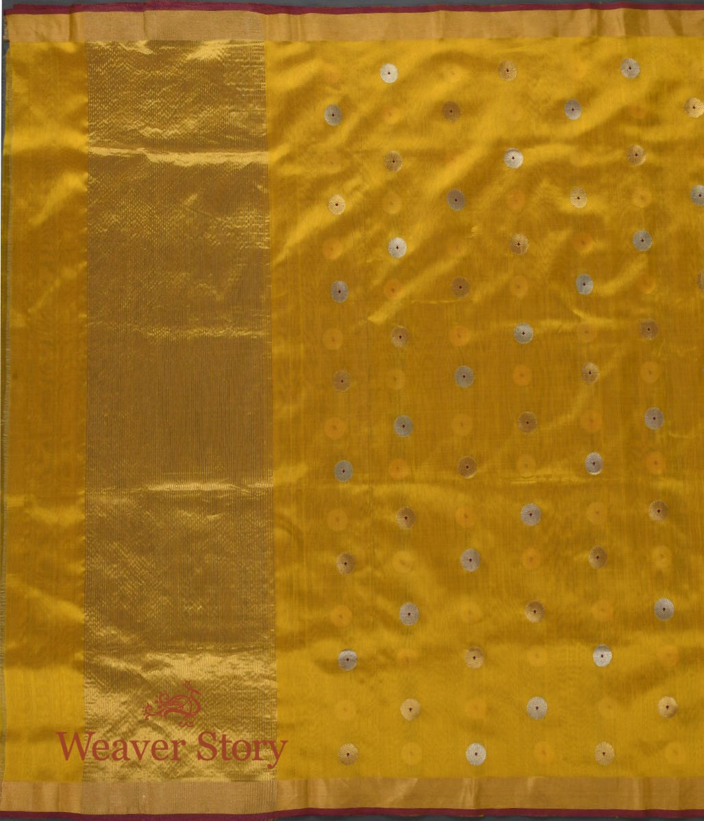 Handloom_Yellow_Chanderi_Silk_Dupatta_with_Asharfi_Boota_WeaverStory_02