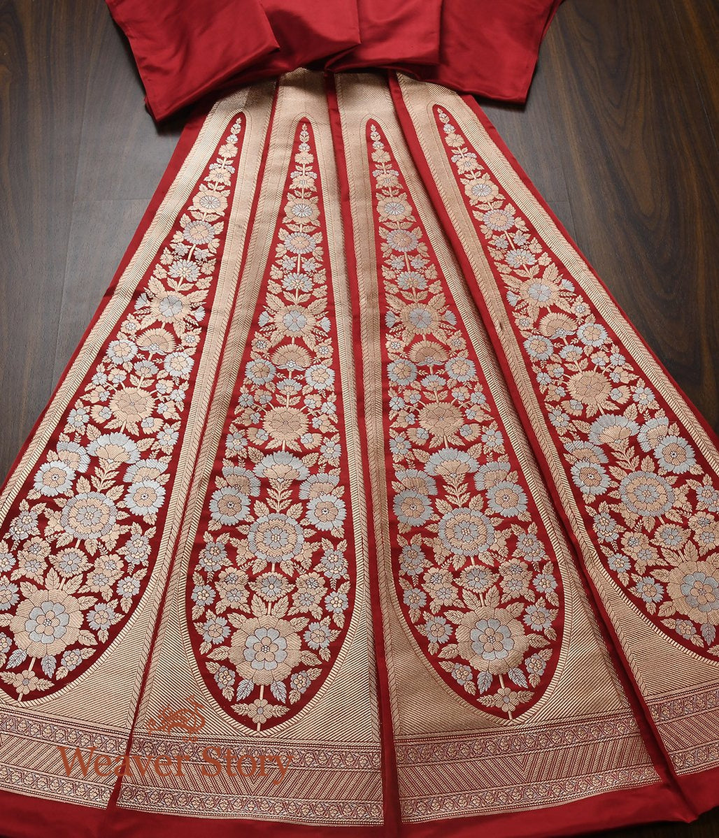 Maroon_Handloomed_Kadhwa_Katan_Silk_Banarasi_Lehenga_WeaverStory_02