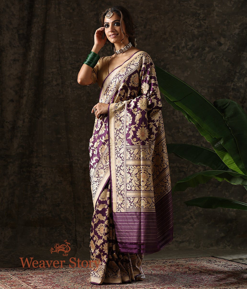Handwoven_Purple_Cutwork_Jangla_Saree_WeaverStory_02