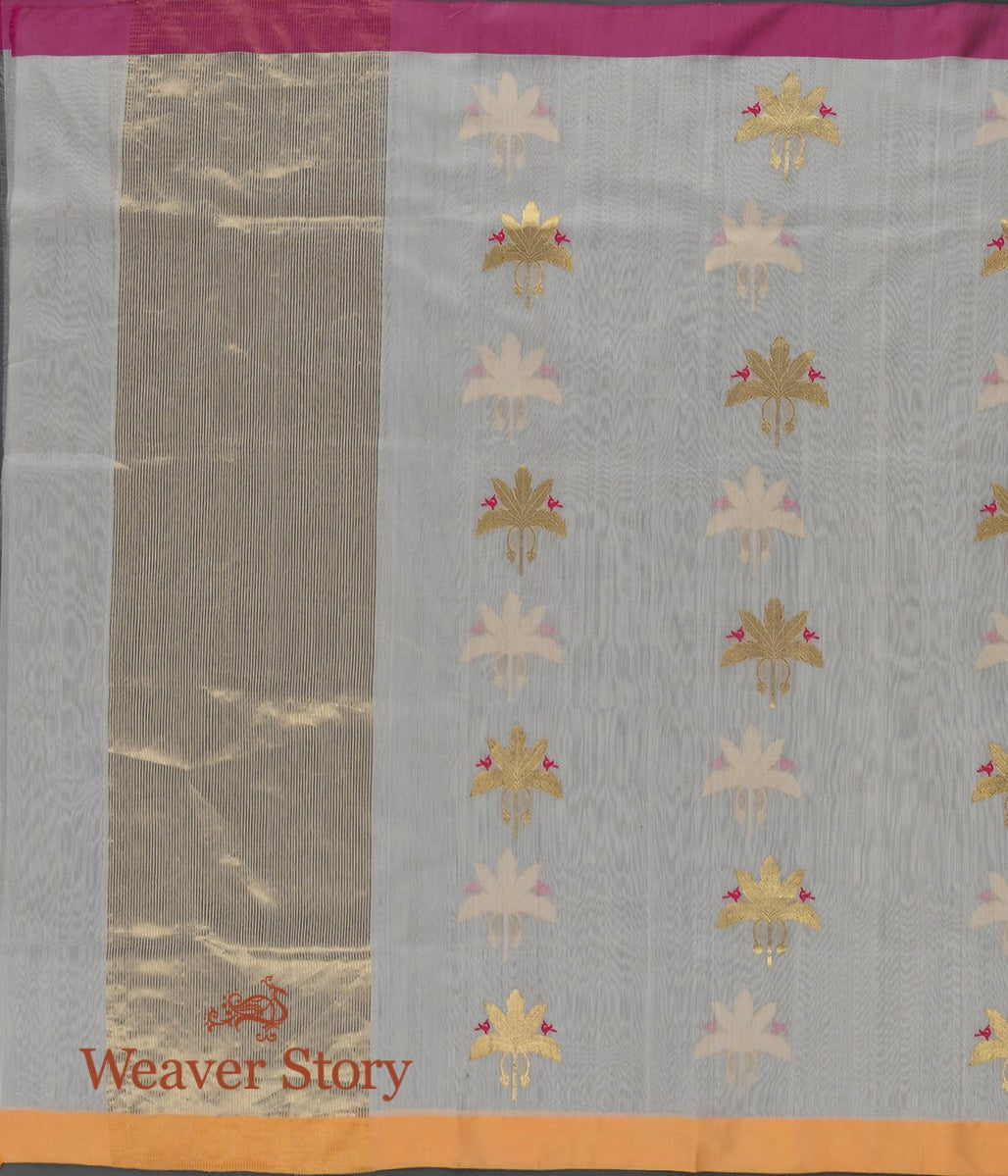 Handloom_Offwhite_Cotton_Silk_Chanderi_Dupatta_with_Gold_Leaf_Motif_WeaverStory_02