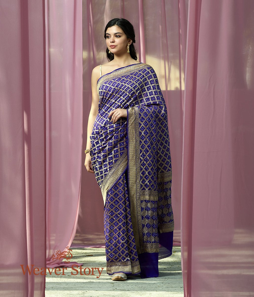 Handloom_Deep_Purple_Banarasi_Bandhej_Saree_WeaverStory_02