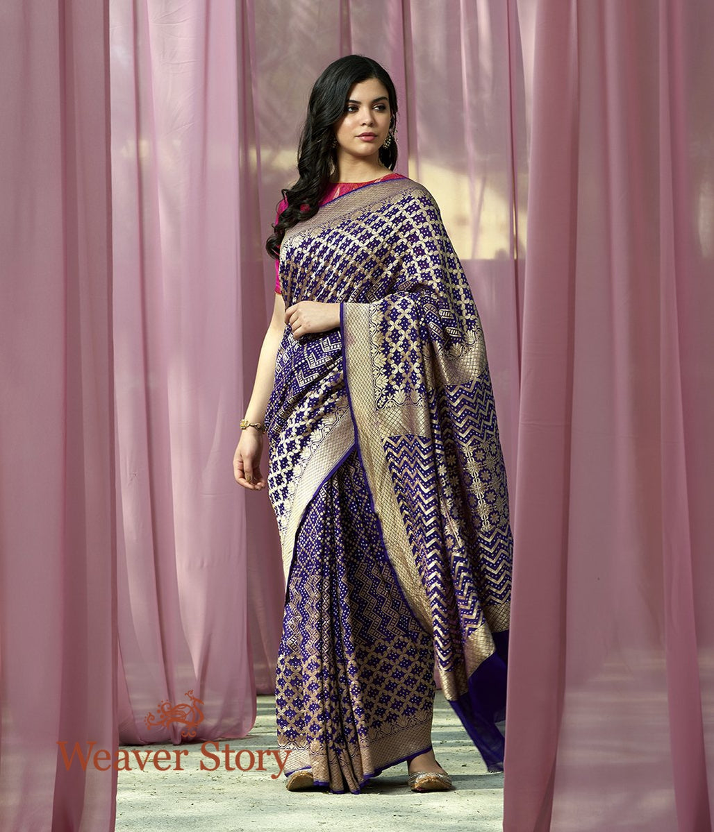 Handwoven_Purple_Banarasi_Bandhej_Saree_WeaverStory_02