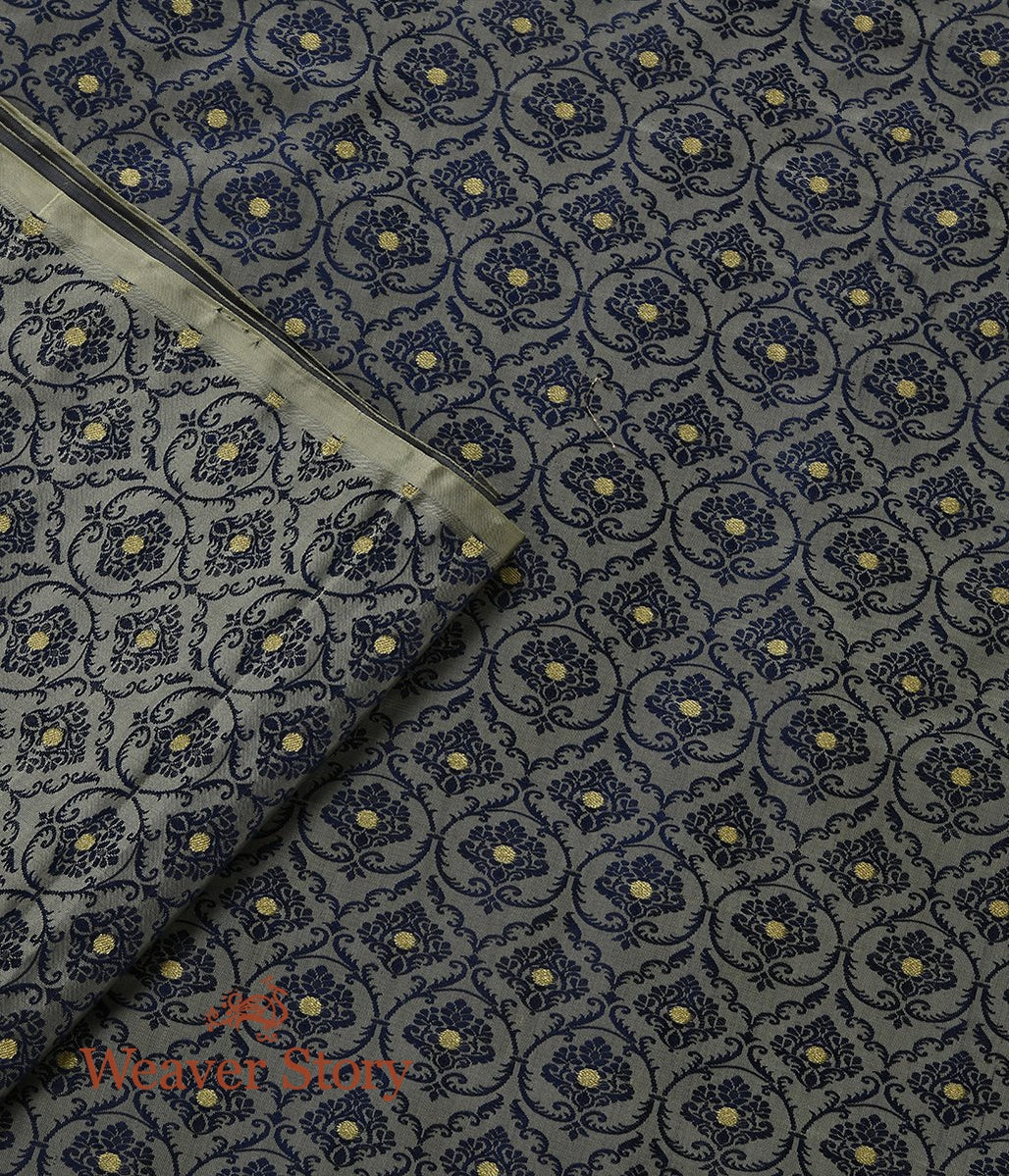 Handloom_Grey_Blue_Tanchoi_Fabric_with_Zari_Booti_WeaverStory_02