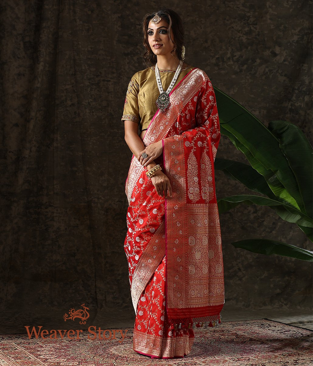 Handwoven_Red_Kadhwa_Jangla_Bareek_Jaal_Saree_WeaverStory_02