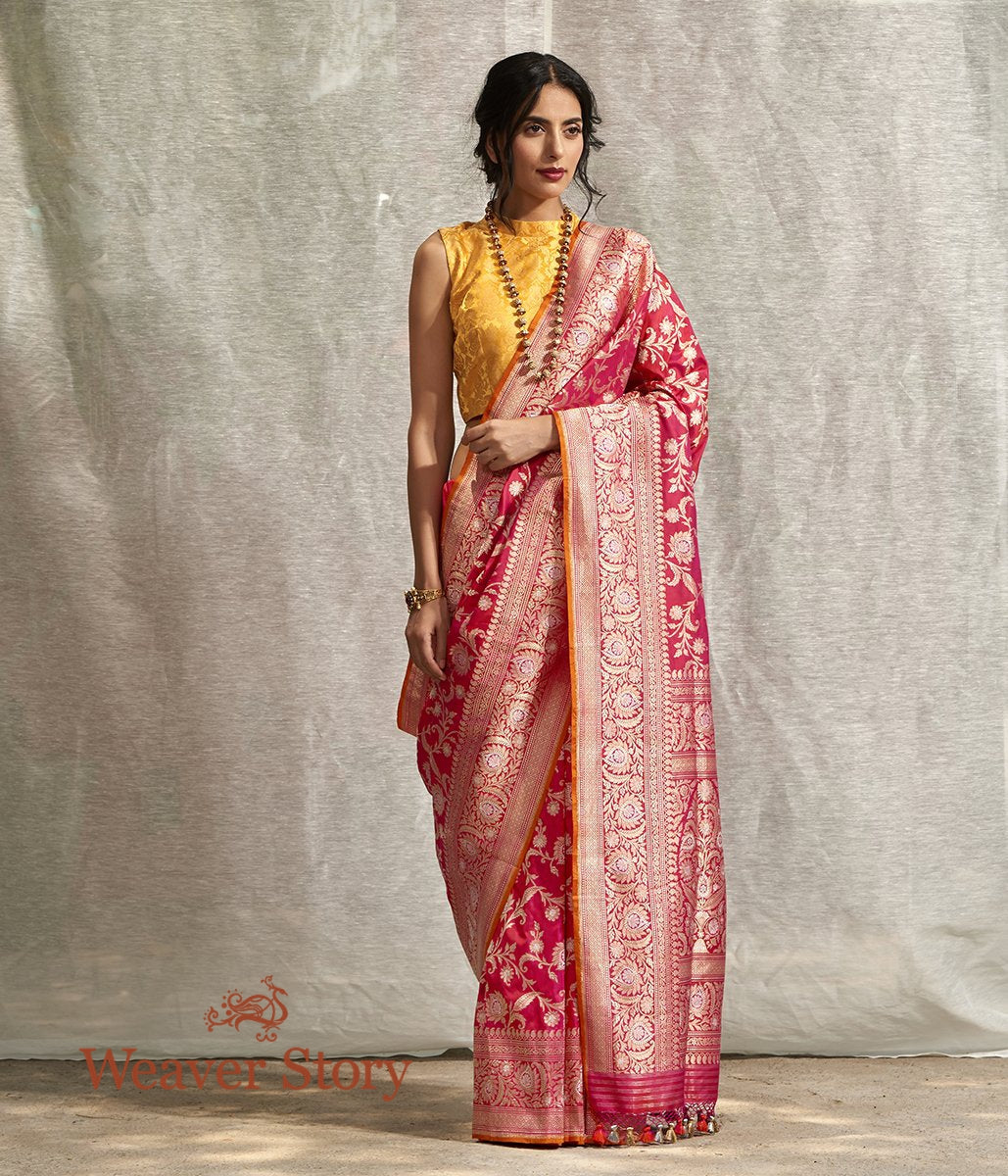 Handwoven_Strawberry_Pink_Kadhwa_Jangla_Saree_WeaverStory_02