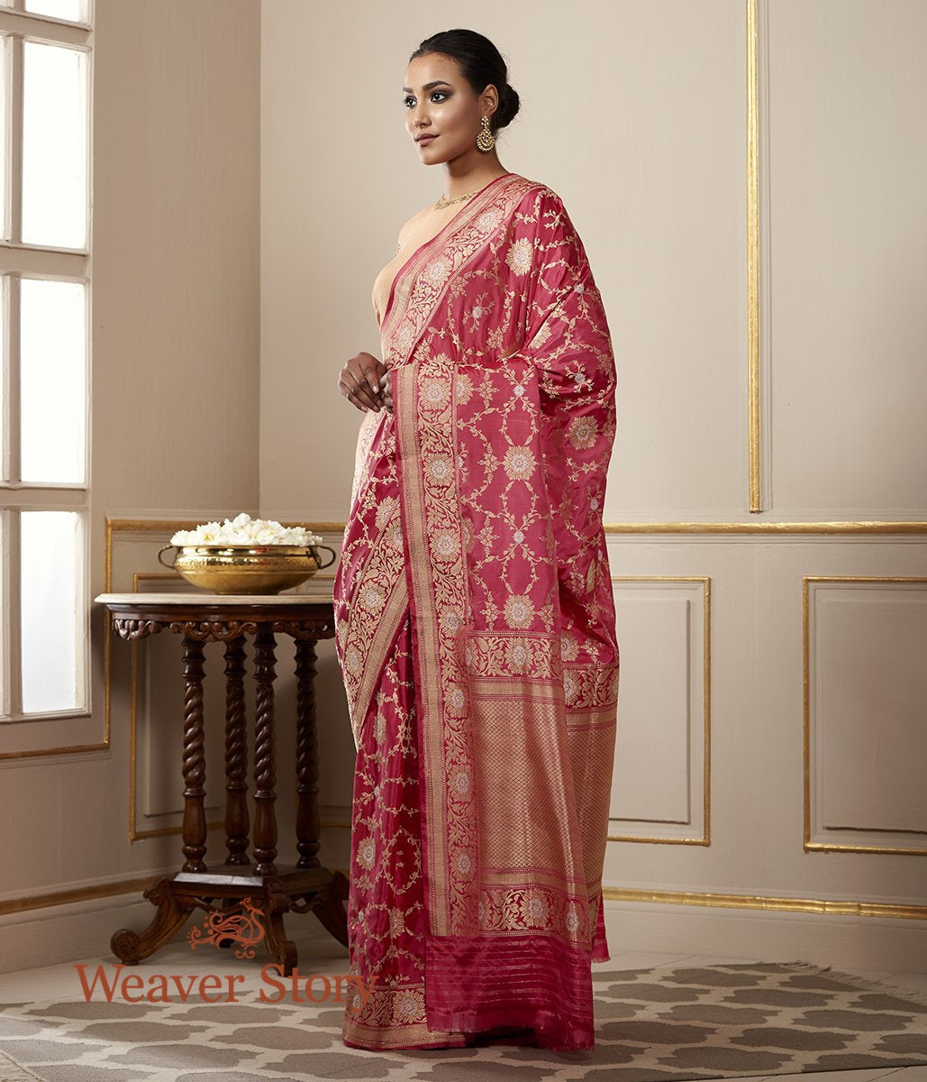 Handloom_Rose_Pink_Kadhwa_Jangla_Woven_with_Sona_Rupa_Zari_WeaverStory_02