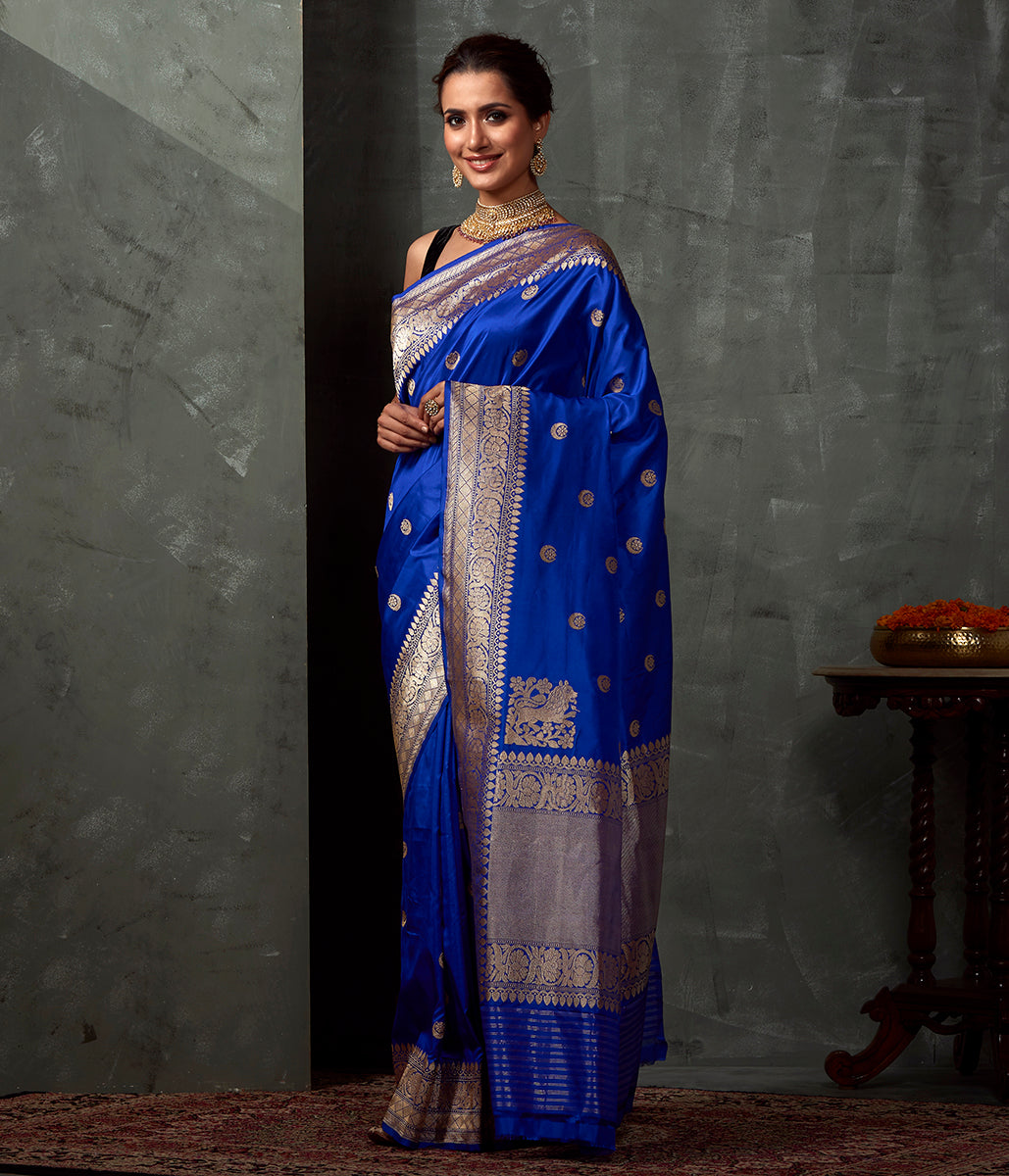 Handwoven_Royal_Blue_Chand_Boota_Saree_WeaverStory_02