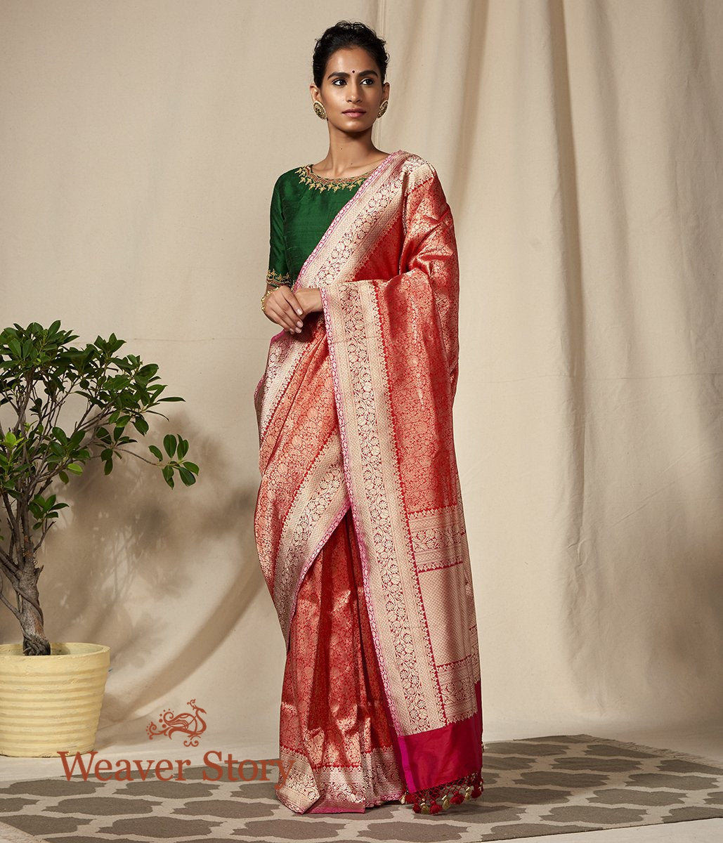 Handwoven_Red_Banarasi_Kimkhab_Saree_with_Pink_Selvedge_WeaverStory_02