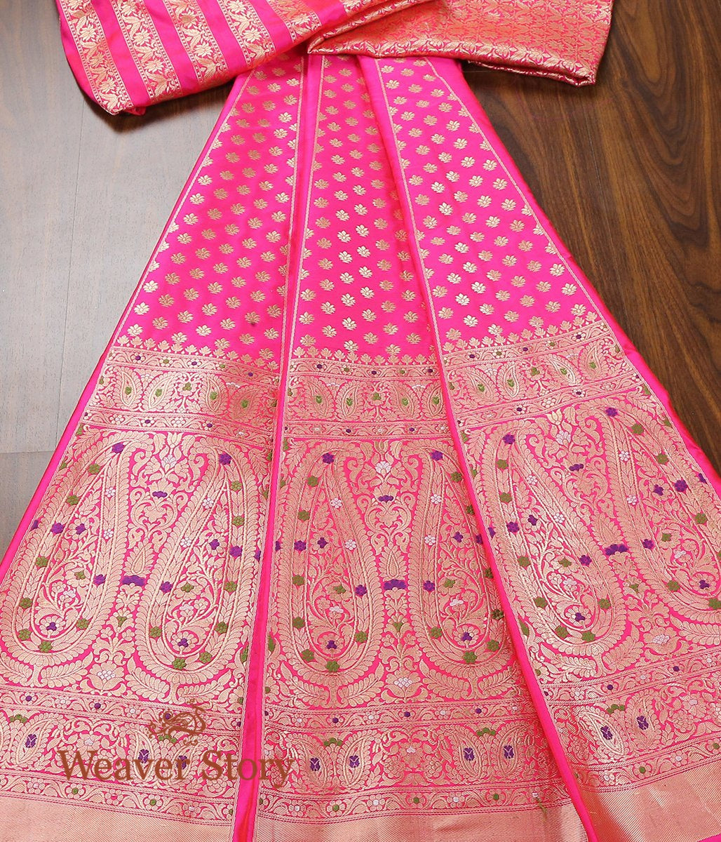 Handloom_Pink_Kadhwa_Banarasi_Lehenga_with_Meenakari_WeaverStory_02