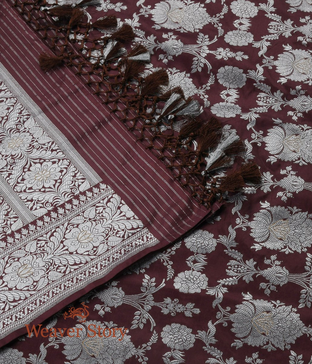 Handloom_Brown_Kadhwa_Jangla_Dupatta_with_Silver_Zari_WeaverStory_02