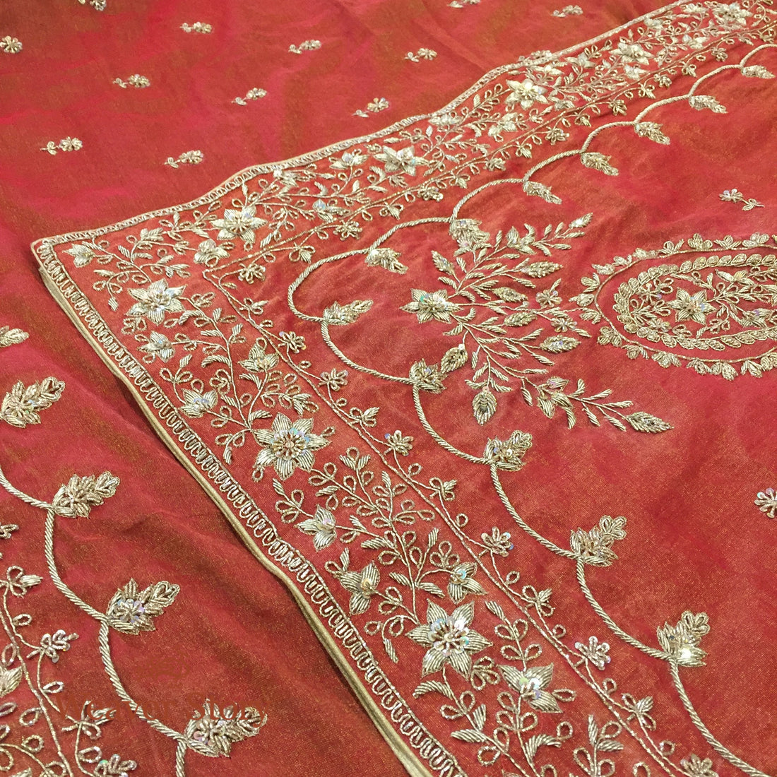 Handloom_Rust_Organza_Dupatta_with_Zardozi_Work_WeaverStory_02