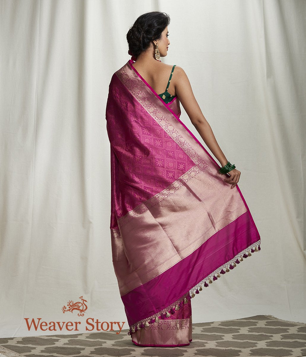 Handwoven_Plum_Tanchoi_Saree_with_Gold_Zari_Border_WeaverStory_02