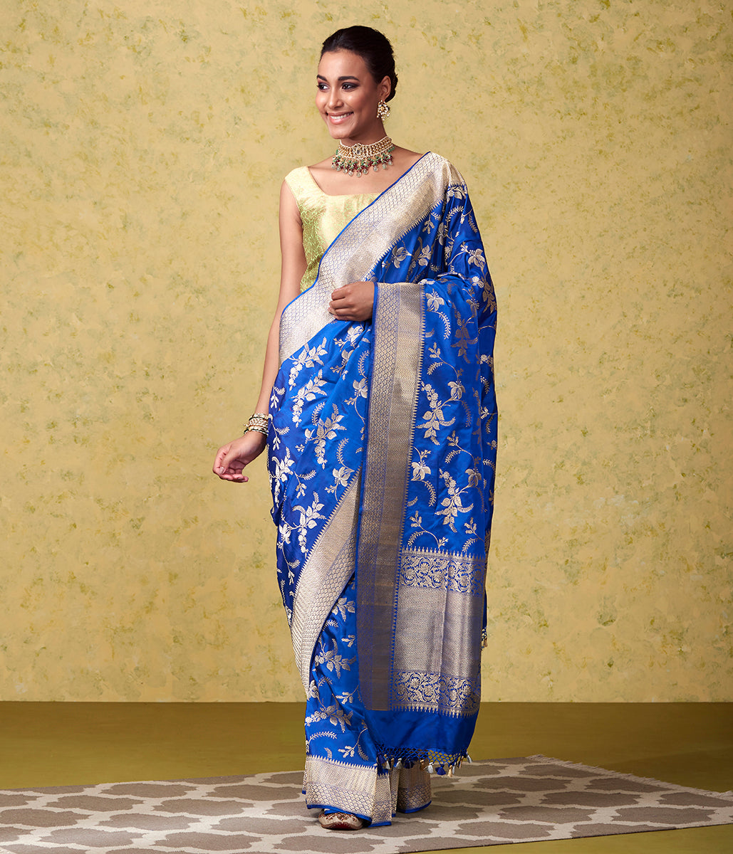 Handwoven_Royal_Blue_Kadhwa_Banarasi_Jangla_with_Sona_Rupa_Zari_WeaverStory_02