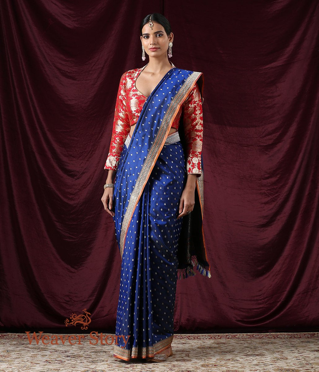 Handloom_Blue_Kadhwa_Booti_Jangla_Saree_WeaverStory_02