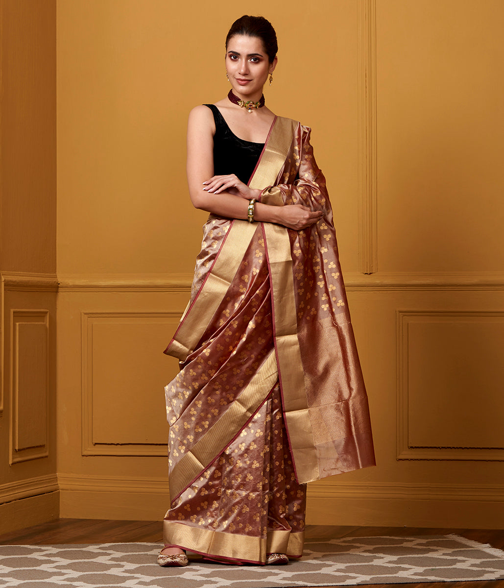 Handloom_Pink_And_Brown_Floral_Booti_Jaal_Saree_WeaverStory_02