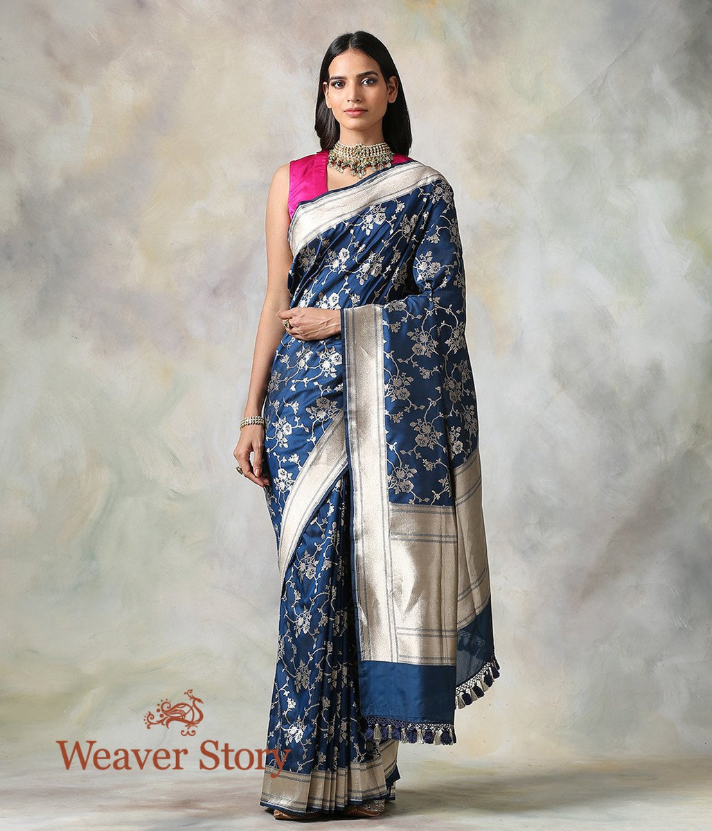 Handwoven_Blue_Katan_Silk_Saree_with_Cutwork_Jaal_WeaverStory_02