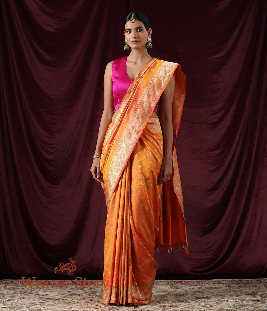 Handwoven_Yellow_and_Pink_Dual_Tone_Kadhwa_Booti_Ektara_Saree_WeaverStory_02