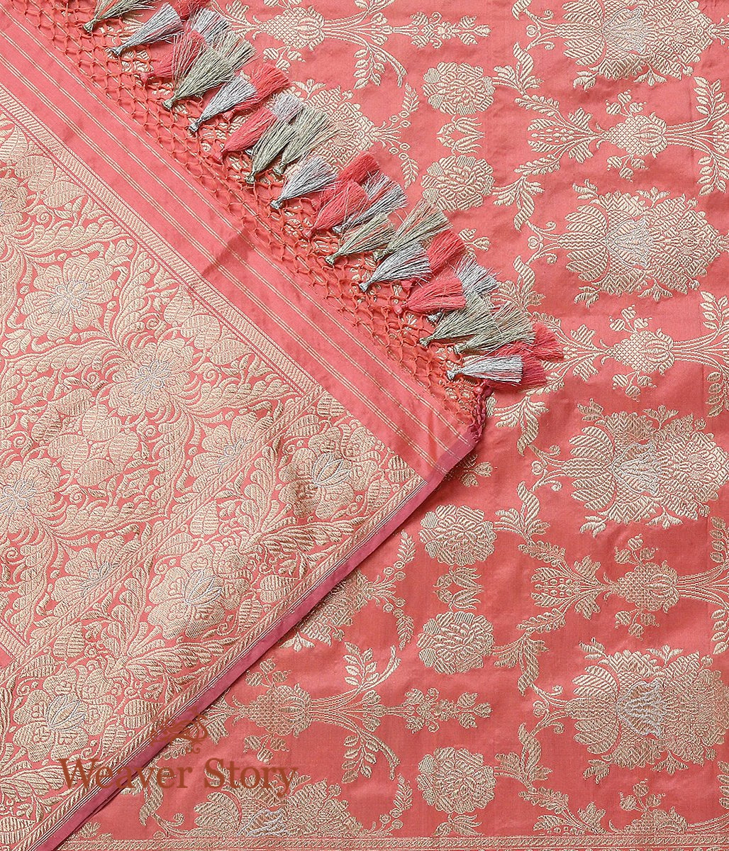 Handloom_Peach_and_Pink_Banarasi_Jangla_Dupatta_WeaverStory_02