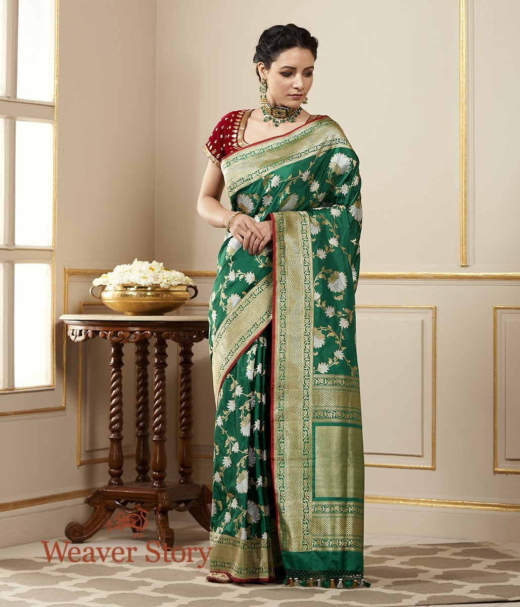 Handloom_Emerald_Green_Kadhwa_Banarasi_Jangla_Saree_WeaverStory_02