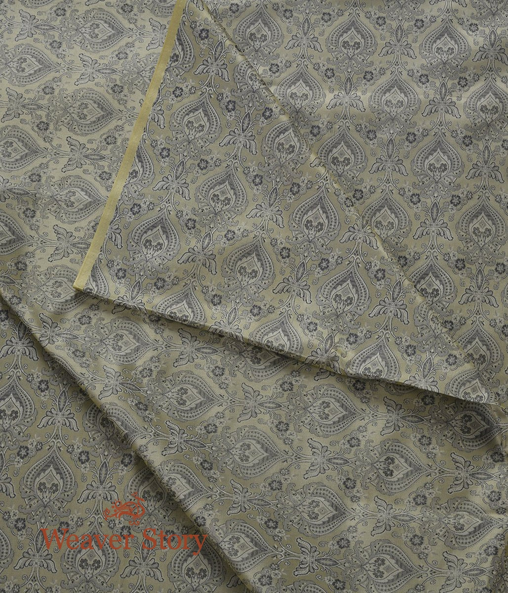 Handloom_Beige_Jamawar_Fabric_with_Mehraab_Jaal_Woven_in_Black_WeaverStory_02