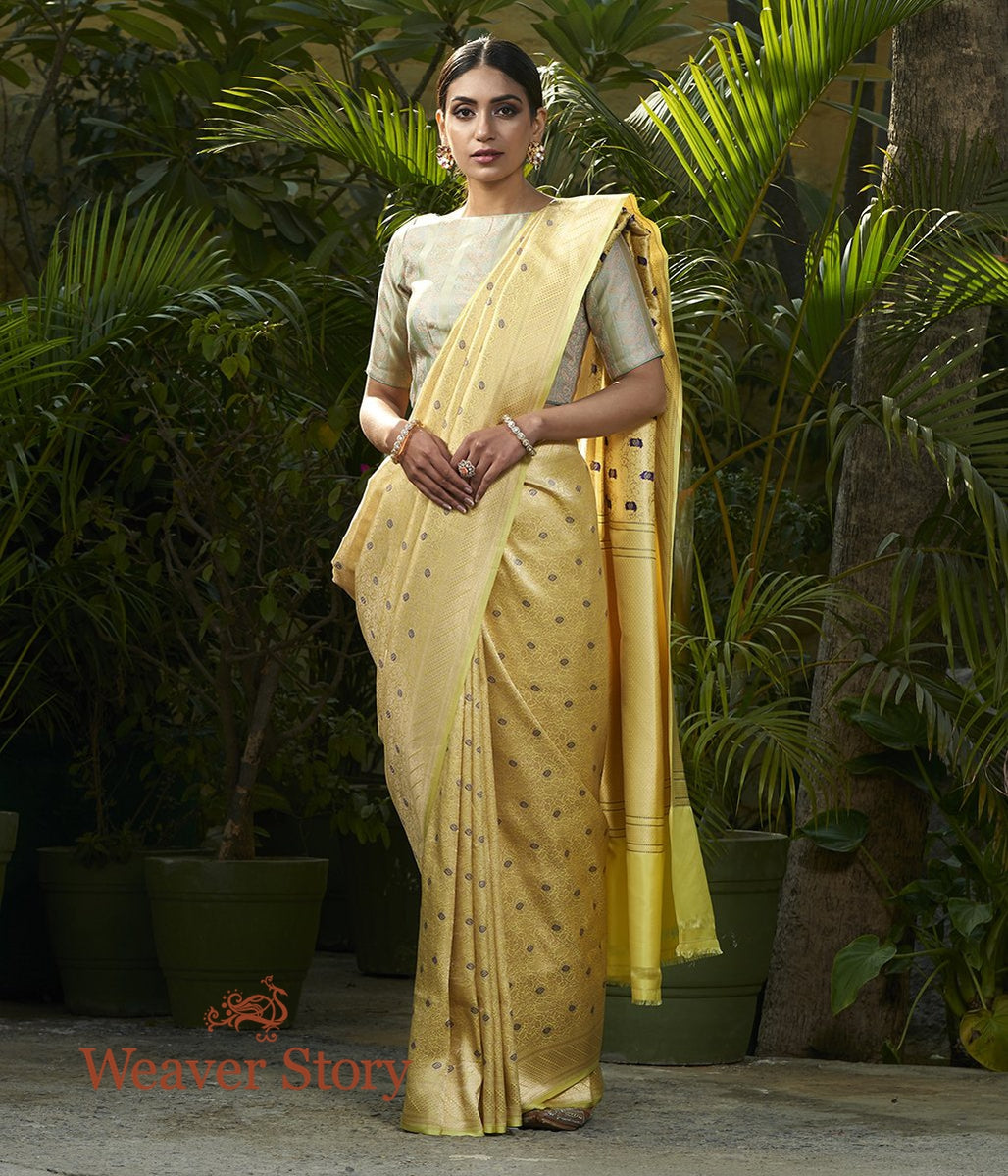 Handwoven_Yellow_Zari_Kimkhab_Saree_WeaverStory_02