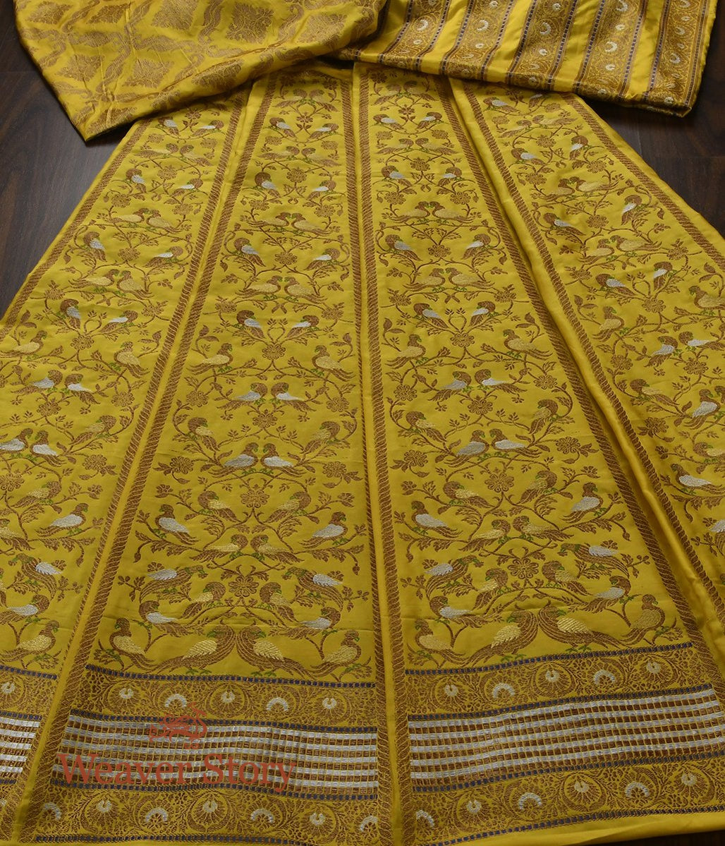 Handloom_Yellow_Meenakari_Silk_Banarasi_Lehenga_with_Parrots_WeaverStory_02