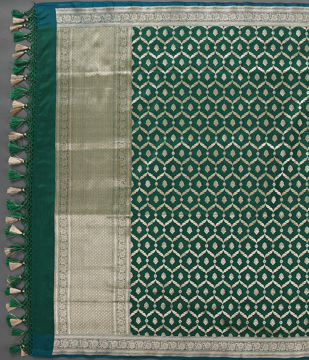 Handloom_Green_Katan_Silk_Jangla_Dupatta_with_Meenakari_Jaal_WeaverStory_02