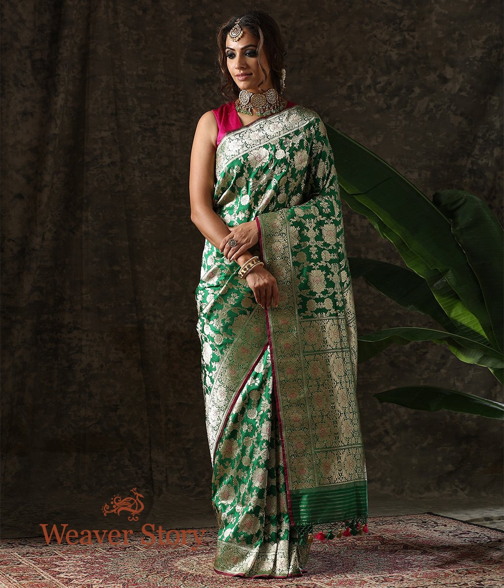 Handwoven_Green_Banarasi_Jangla_Saree_WeaverStory_02
