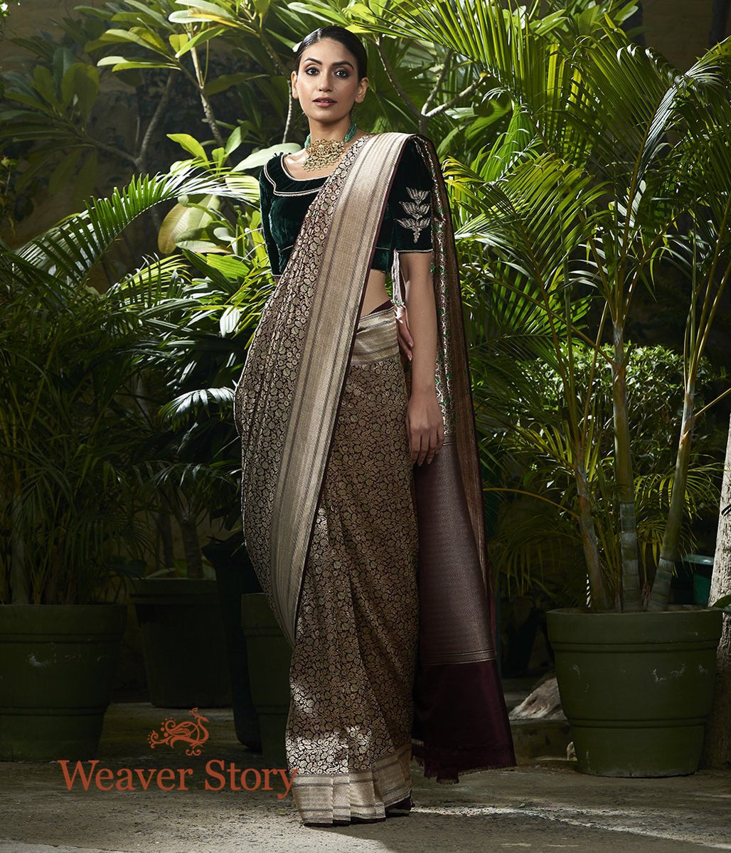 Handwoven_Wine_Kimkhab_Saree_with_Green_Meenakari_WeaverStory_02