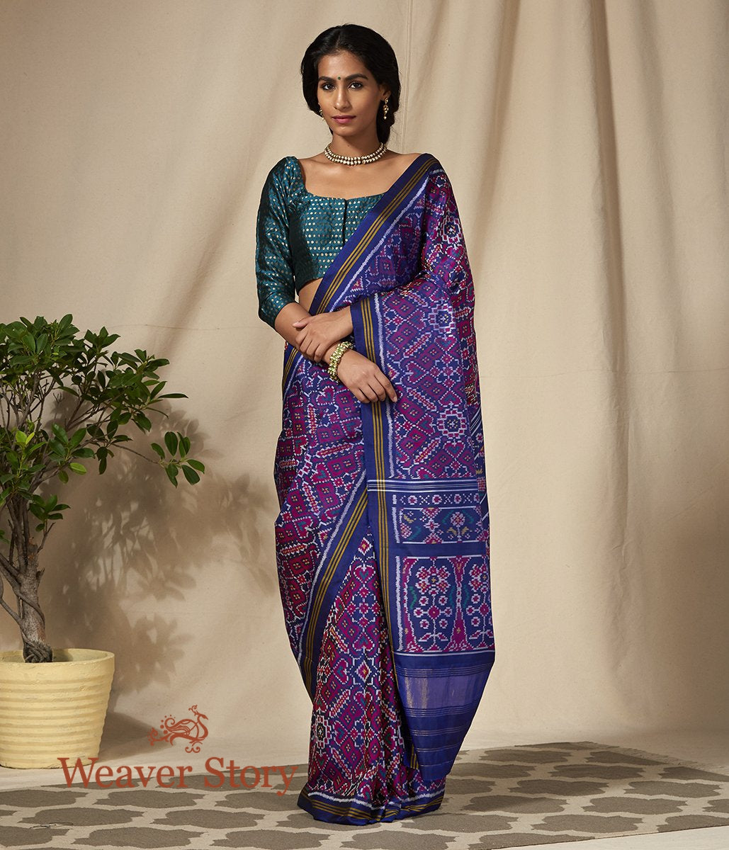 Handwoven_Blue_and_Purple_Gujarat_Patola_Saree_WeaverStory_02
