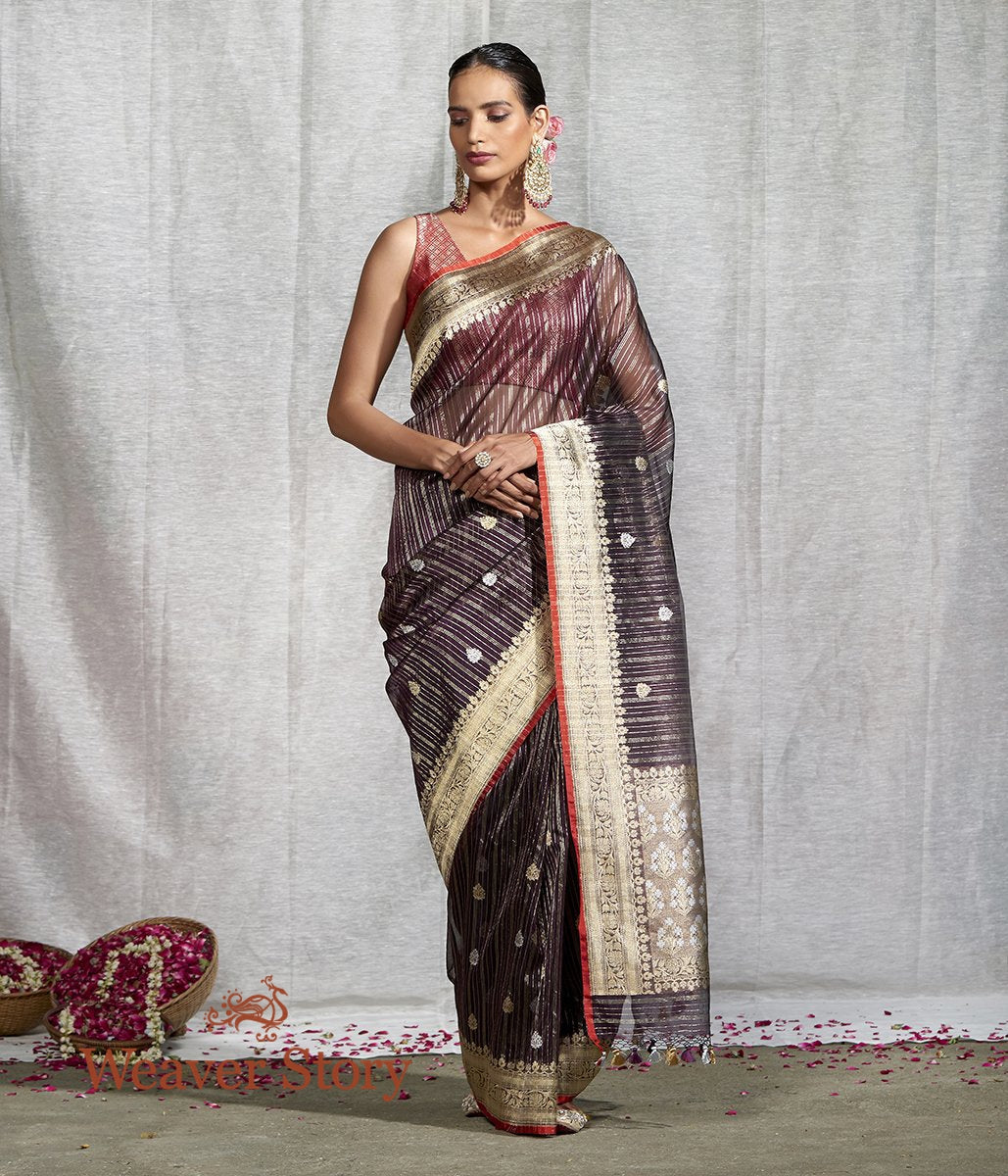Handwoven_Wine_Kora_Silk_Banarasi_Saree_WeaverStory_02