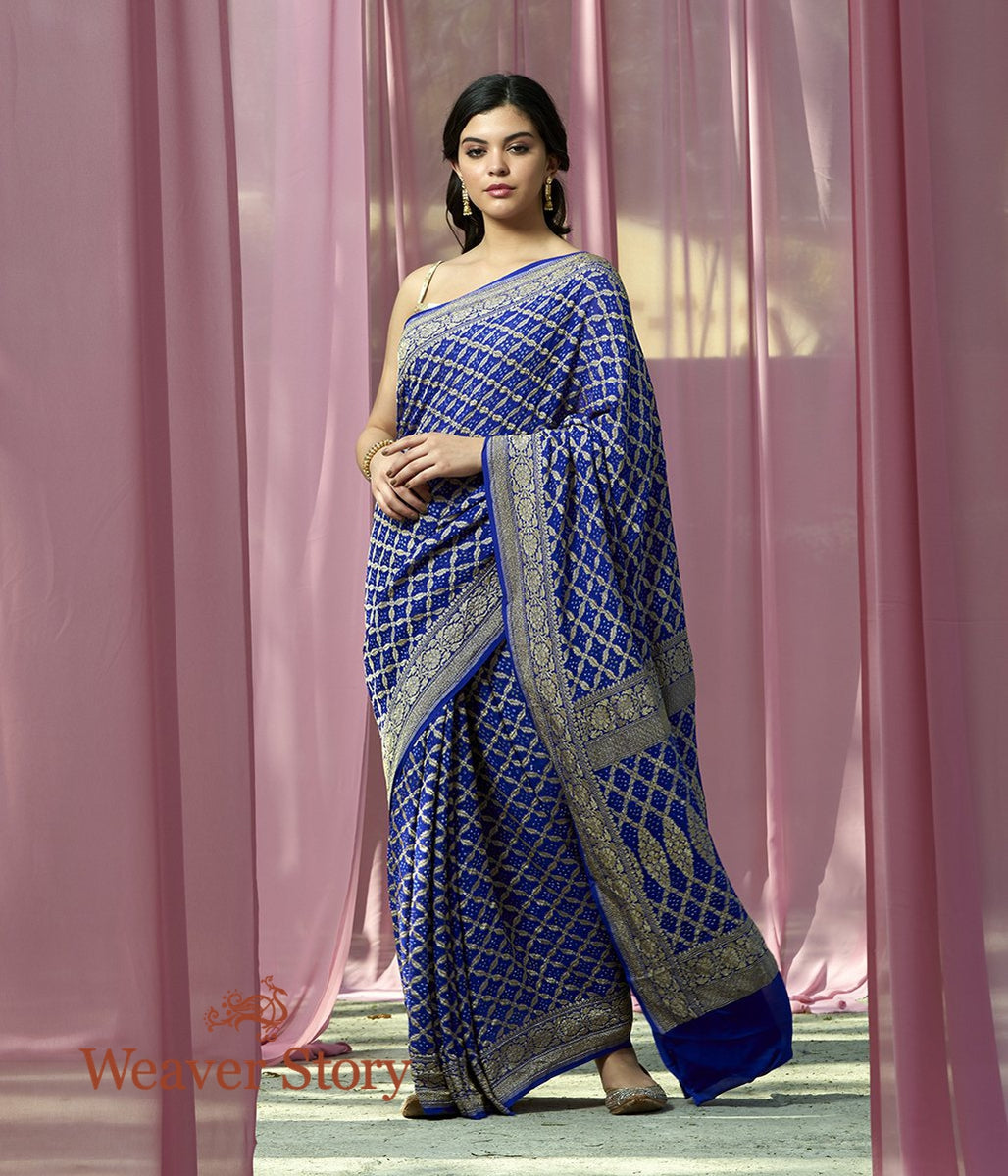 Handwoven_Blue_Banarasi_Bandhej_Saree_WeaverStory_02