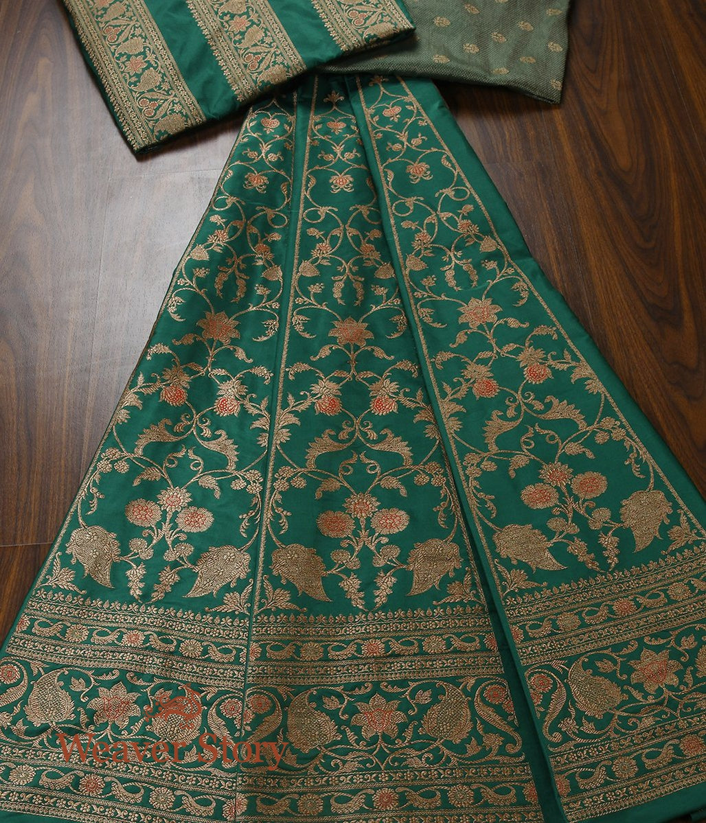 Handloom_Katan_Silk_Green_Antique_Zari_Banarasi_Lehenga_WeaverStory_02