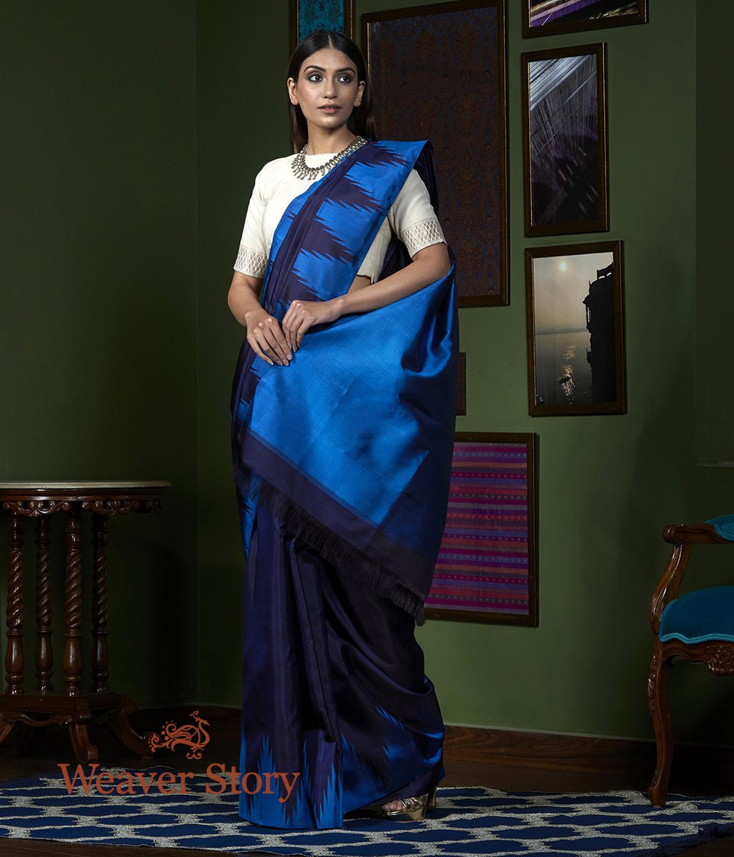 Handloom_Dark_Purple_Temple_Border_Saree_with_Turquoise_Twill_Weave_Border_WeaverStory_02