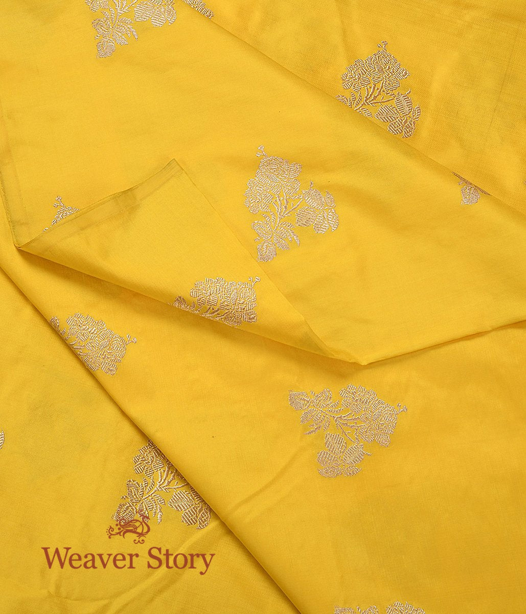 Handloom_Yellow_Kadhwa_Boota_Silk_Fabric_WeaverStory_02