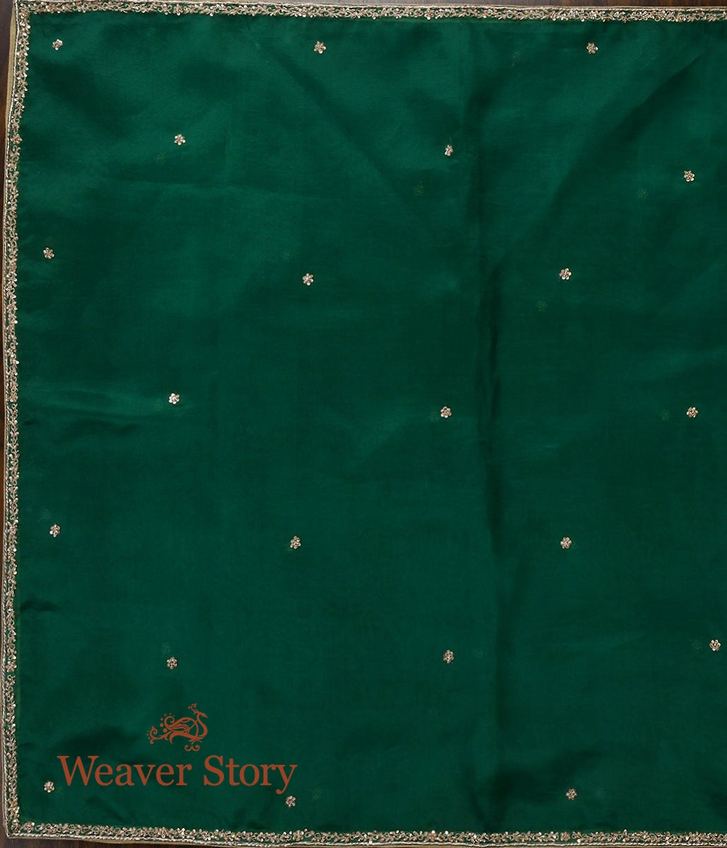 Bottle_Green_Zardozi_Dupatta_with_Thin_Border_WeaverStory_02