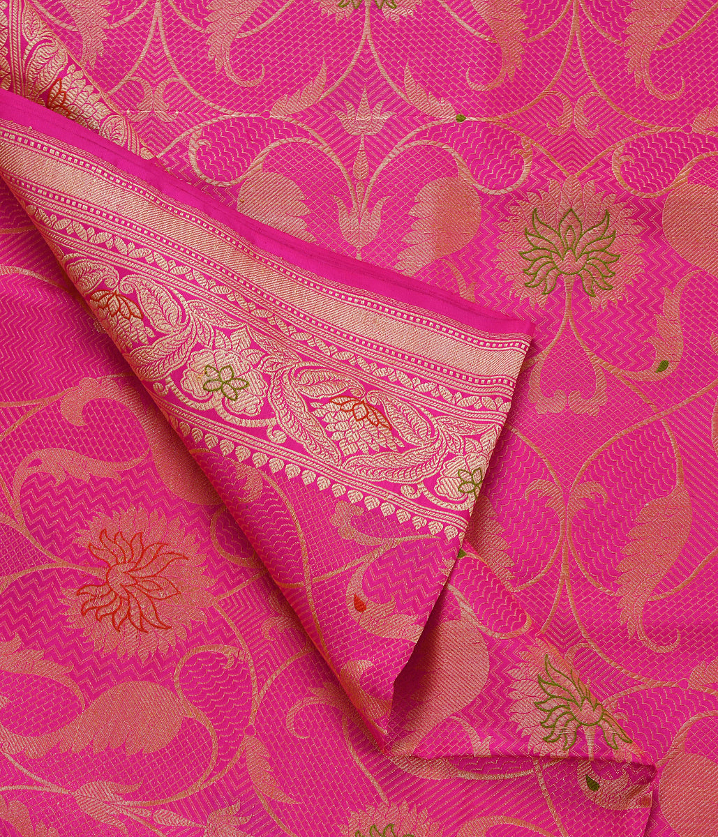Handloom_Pink_Kimkhab_Fabric_with_Kadhwa_Meenakari_Jaal_and_Meenakari_Border_WeaverStory_02