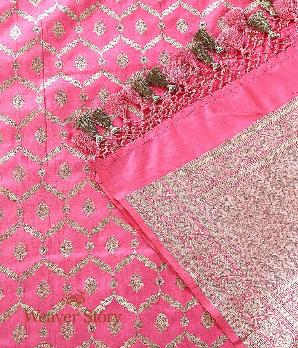 Handloom_Cutwork_Meenakari_Jaal_Pink_Dupatta_WeaverStory_02