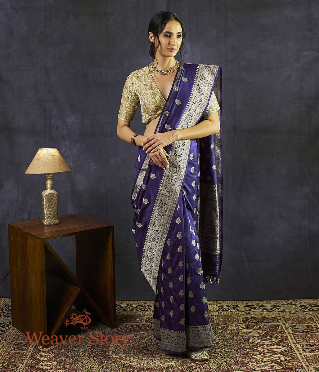 Handwoven_Dark_Purple_Kairi_Boota_Saree_WeaverStory_02