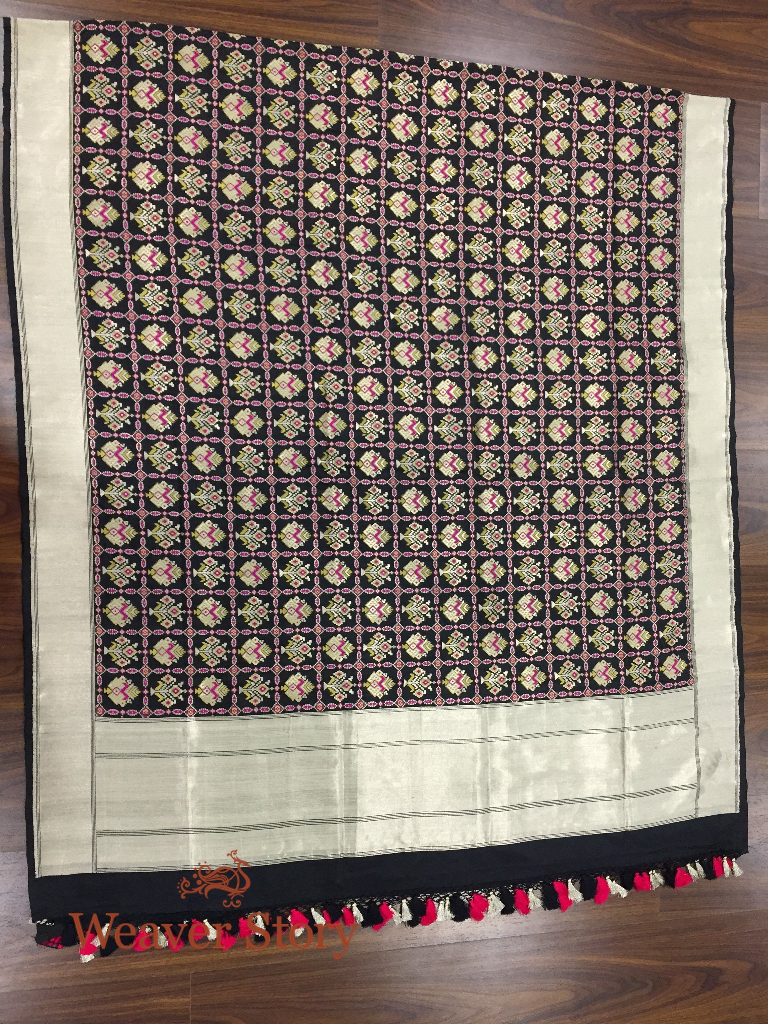 Handloom_Black_Banarasi_Patola_Dupatta_with_Meenakari_WeaverStory_04