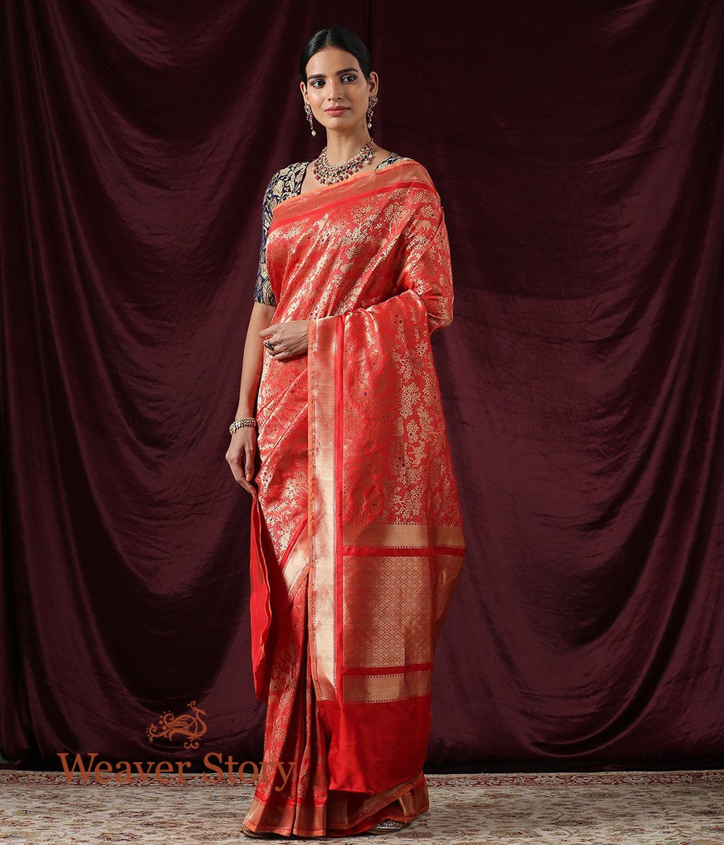 Handwoven_Red_Kimkhab_Shikargah_Saree_WeaverStory_02