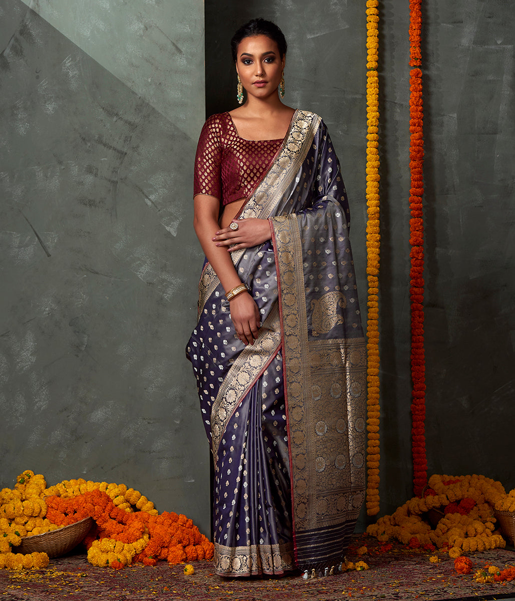 Handwoven_Grey_Blue_Konia_Booti_Jangla_Saree_WeaverStory_02