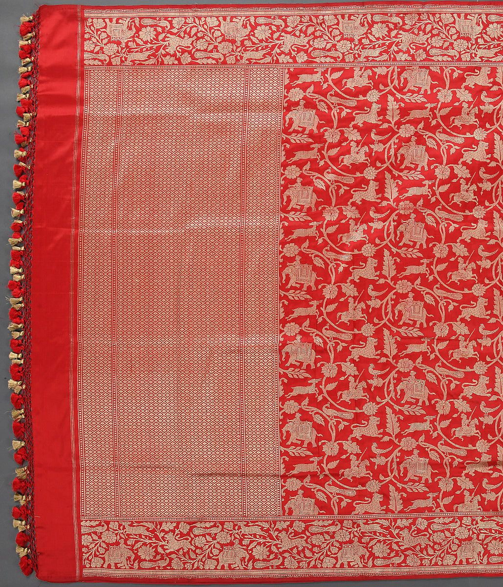 Handloom_Red_Banarasi_Shikargah_Dupatta_WeaverStory_02