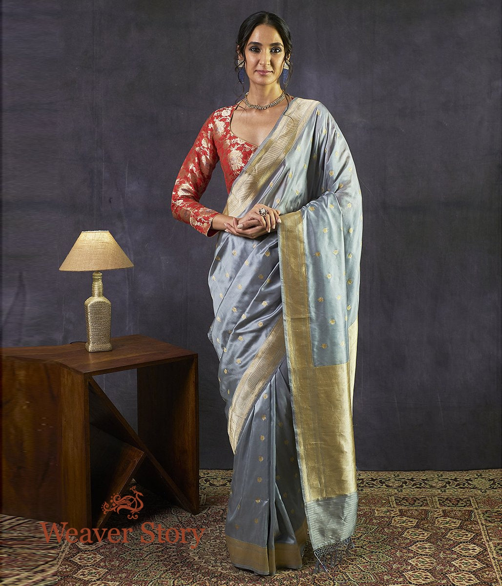 Handloom_Pigeon_Blue_Kadhwa_Boota_Saree_with_Mustard_Meena_WeaverStory_02