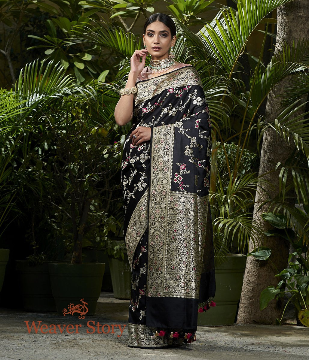 Handwoven_Black_Sona_Rupa_Kadhwa_Jangla_Saree_with_Meenakari_WeaverStory_02