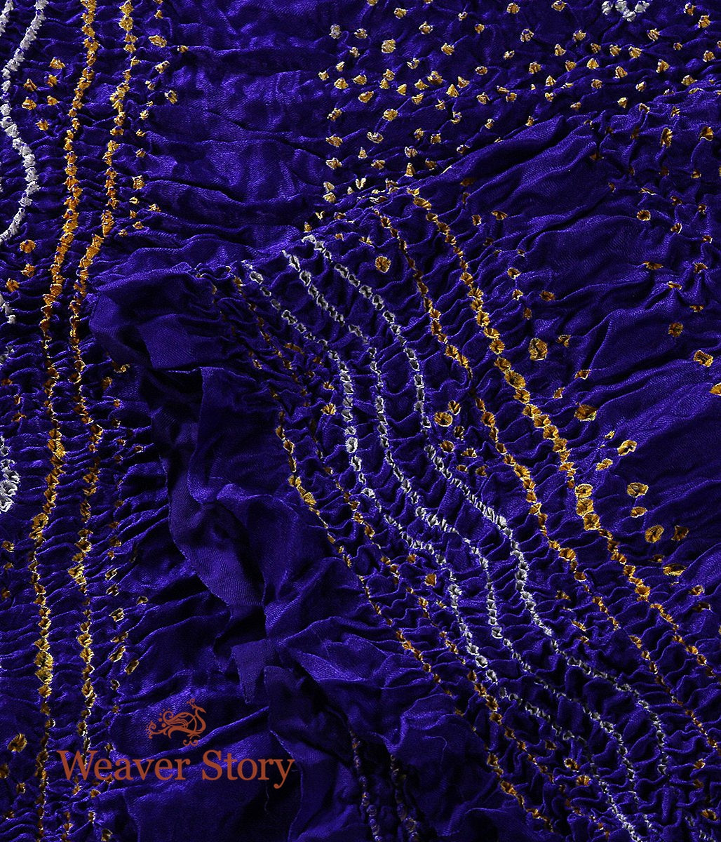 Handloom_Blue_Gajji_Silk_Dupatta_with_Bandhej_WeaverStory_02