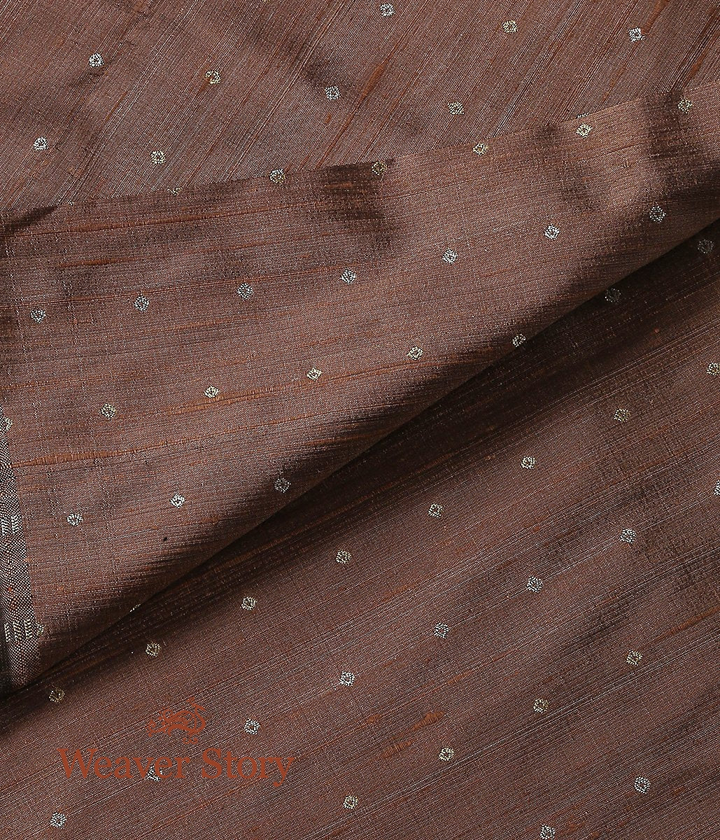 Handloom_Brown_Tusser_Zari_Booti_Fabric_WeaverStory_02