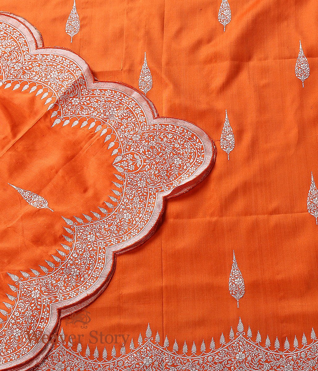 Handloom_Orange_Banarasi_Dupatta_with_Scalloped_Borders_WeaverStory_02