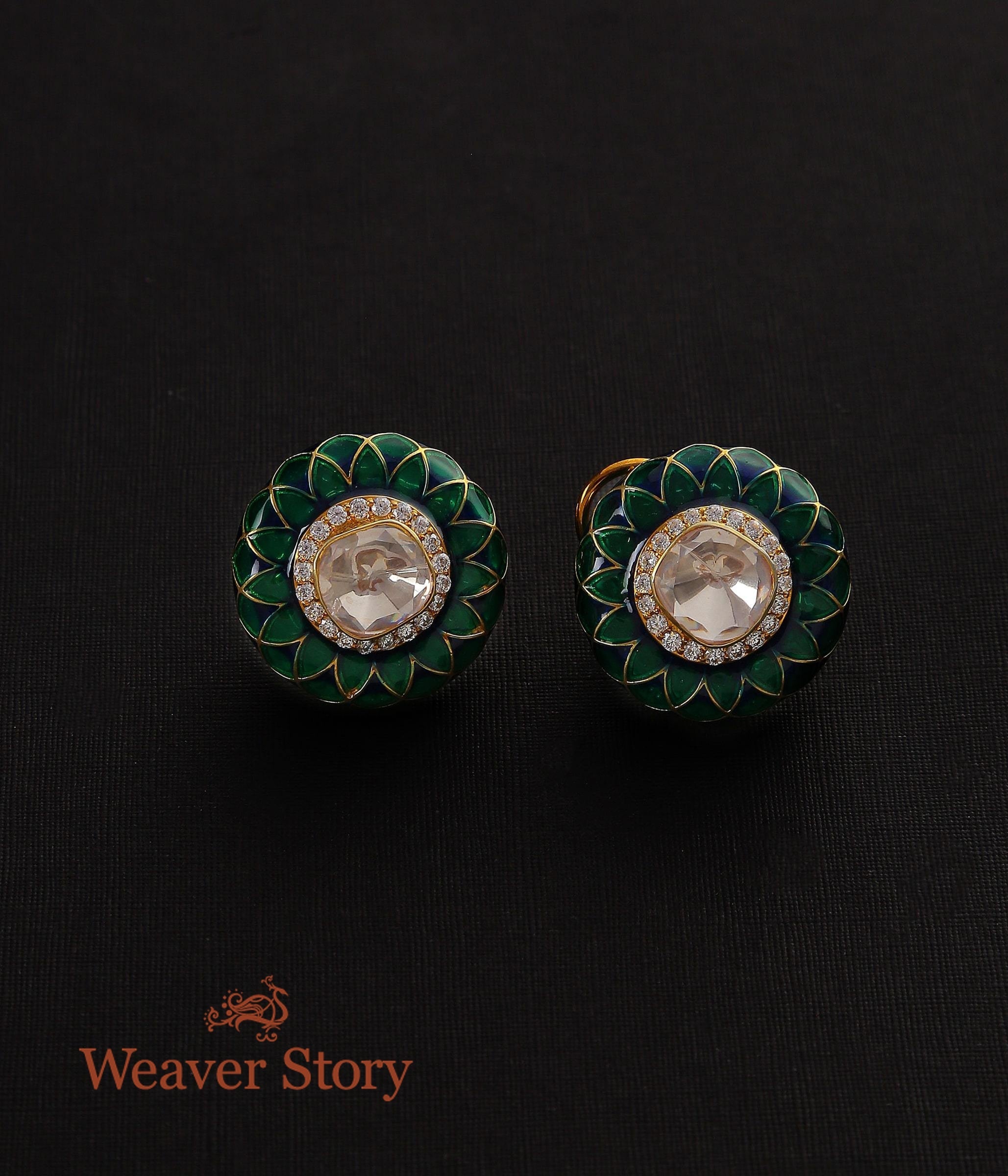 Avanya_Studds_with_Moissanite_Polki_Crafted_in_Pure_Silver_WeaverStory_02