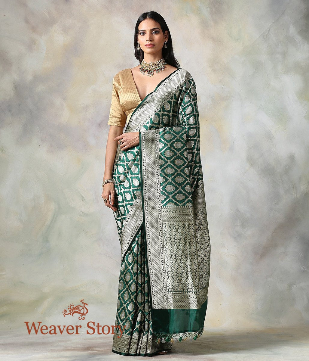 Handwoven_Green_Cutwork_Jangla_Saree_with_Brocade_Blouse_WeaverStory_02